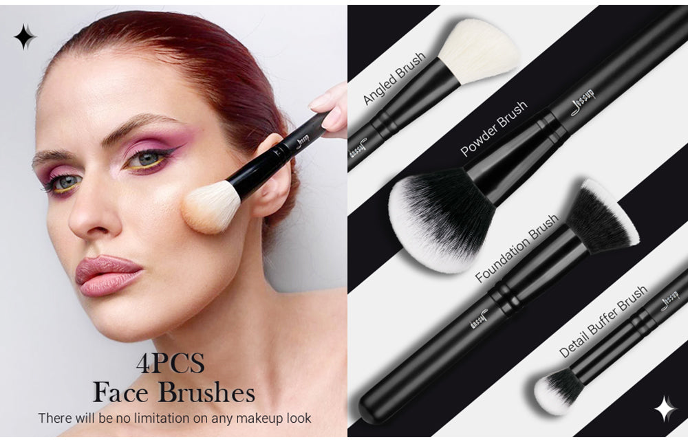 black makeup brush set for everyday makeup - Jessup Beauty
