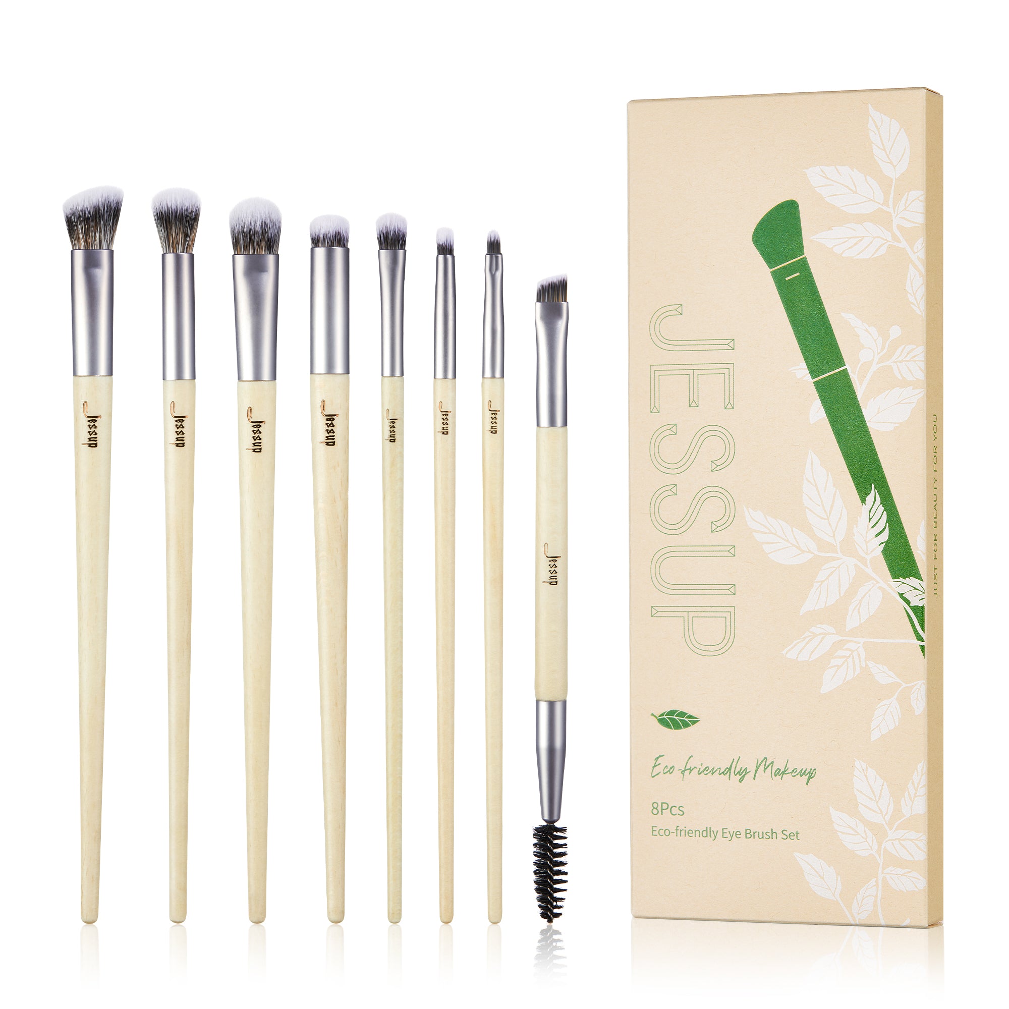 Eco-friendly Sustainable Eye and Brow Brush Set 8pcs -Jessup