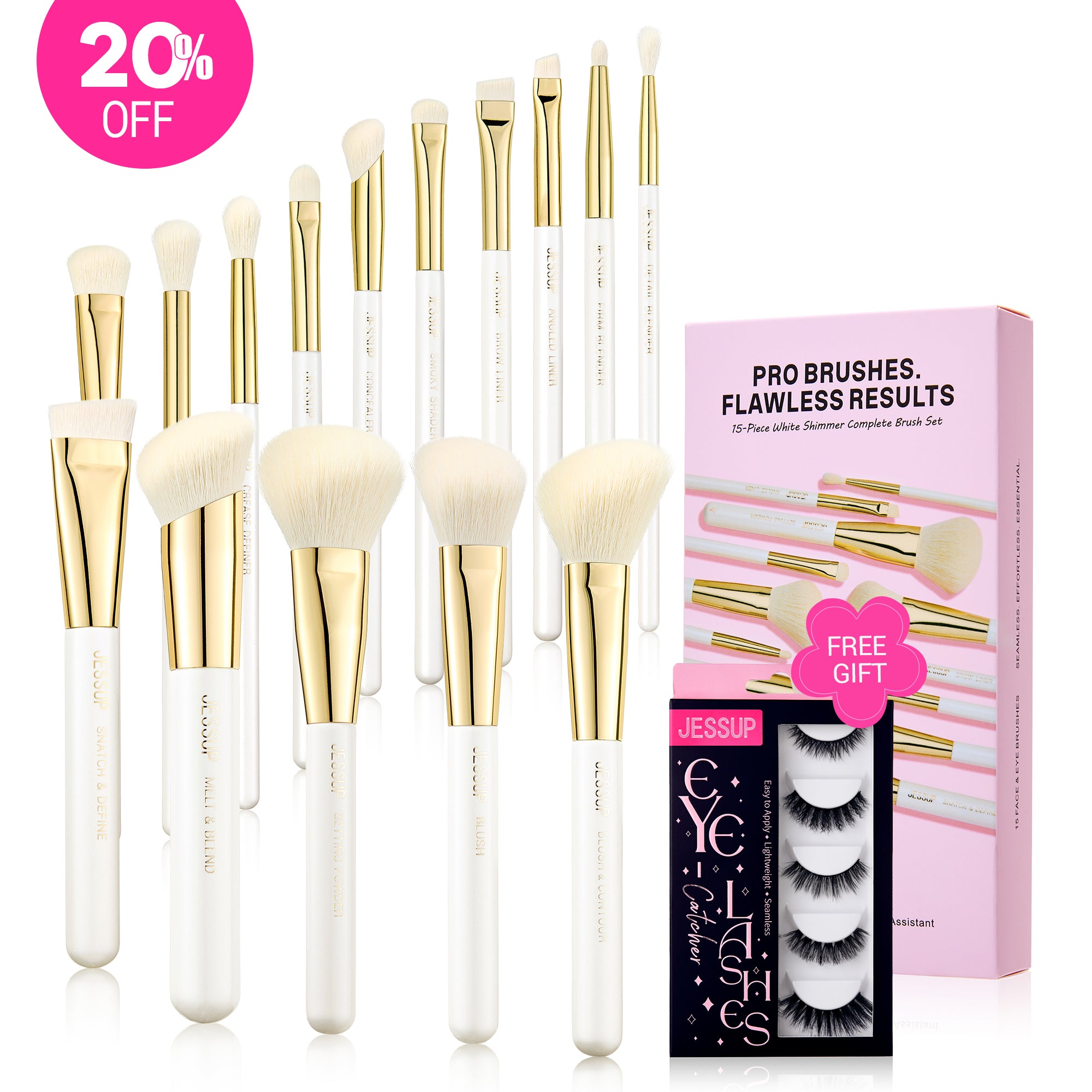 White Shimmer Makeup Brush Collection
