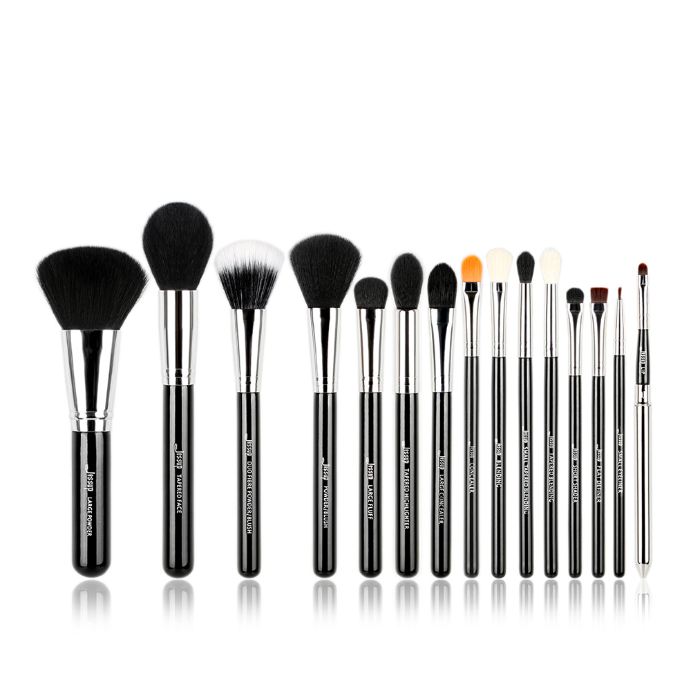 Essential 15pc Makeup Brush Set Full Face Makeup Black | Jessup