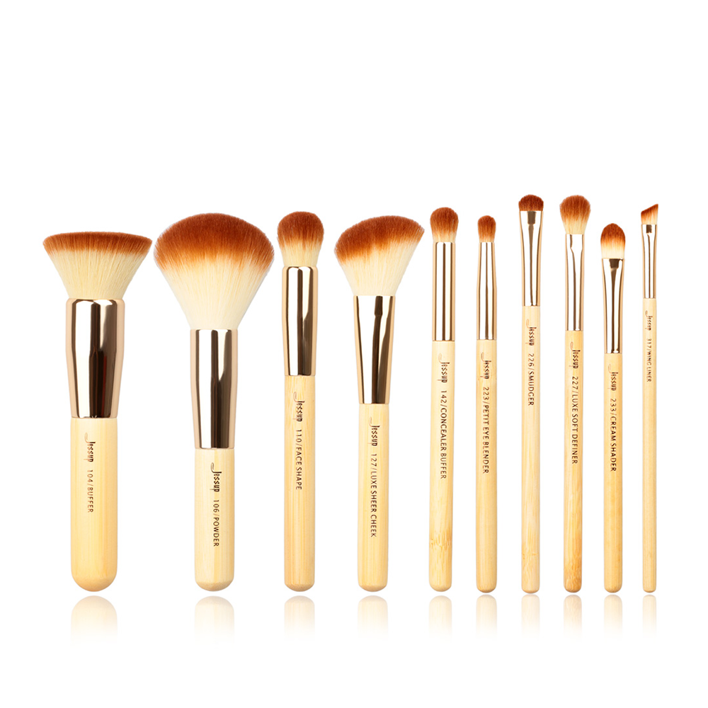 Natural Bamboo Basic Makeup Brushes 10PCS Synthetic |