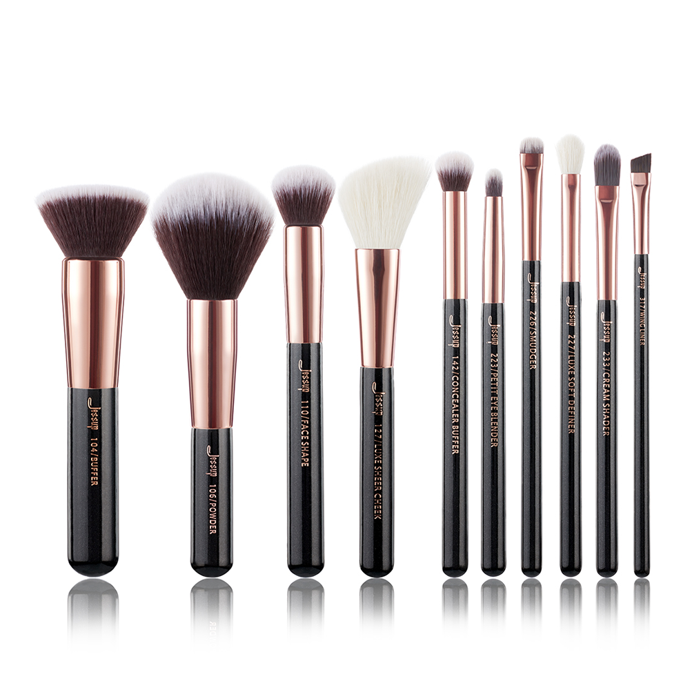black makeup brushes INDIVIDUAL 10 Pcs - Jessup Beauty