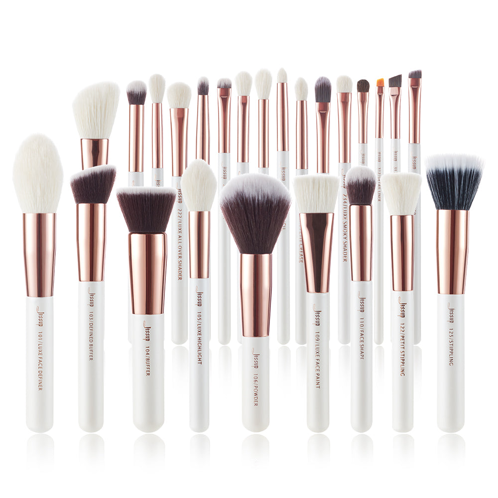 huge makeup brush set white 25pcs - Jessup beauty