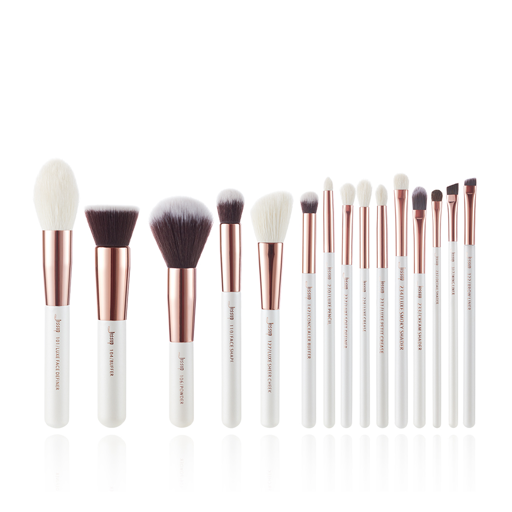 Labeled Makeup Brush Set Cute White 15PCS | Jessup