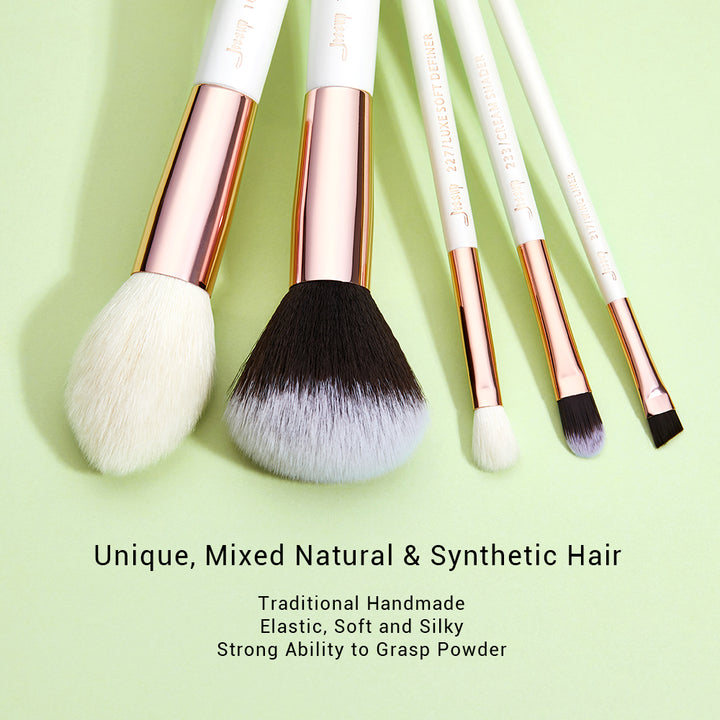 rose gold white makeup brush set 15Pcs - Jessup Beauty