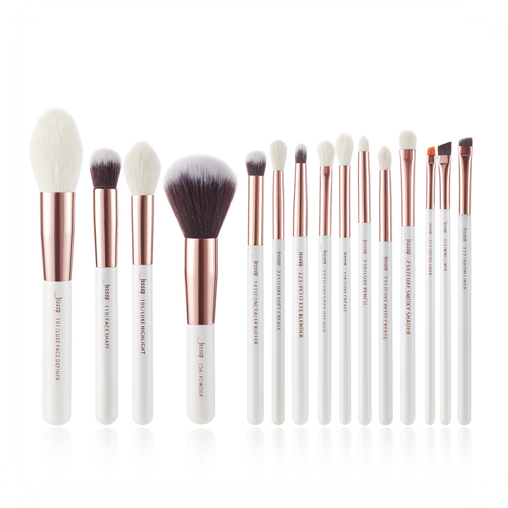 white makeup brush set 15Pcs - Jessup Beauty