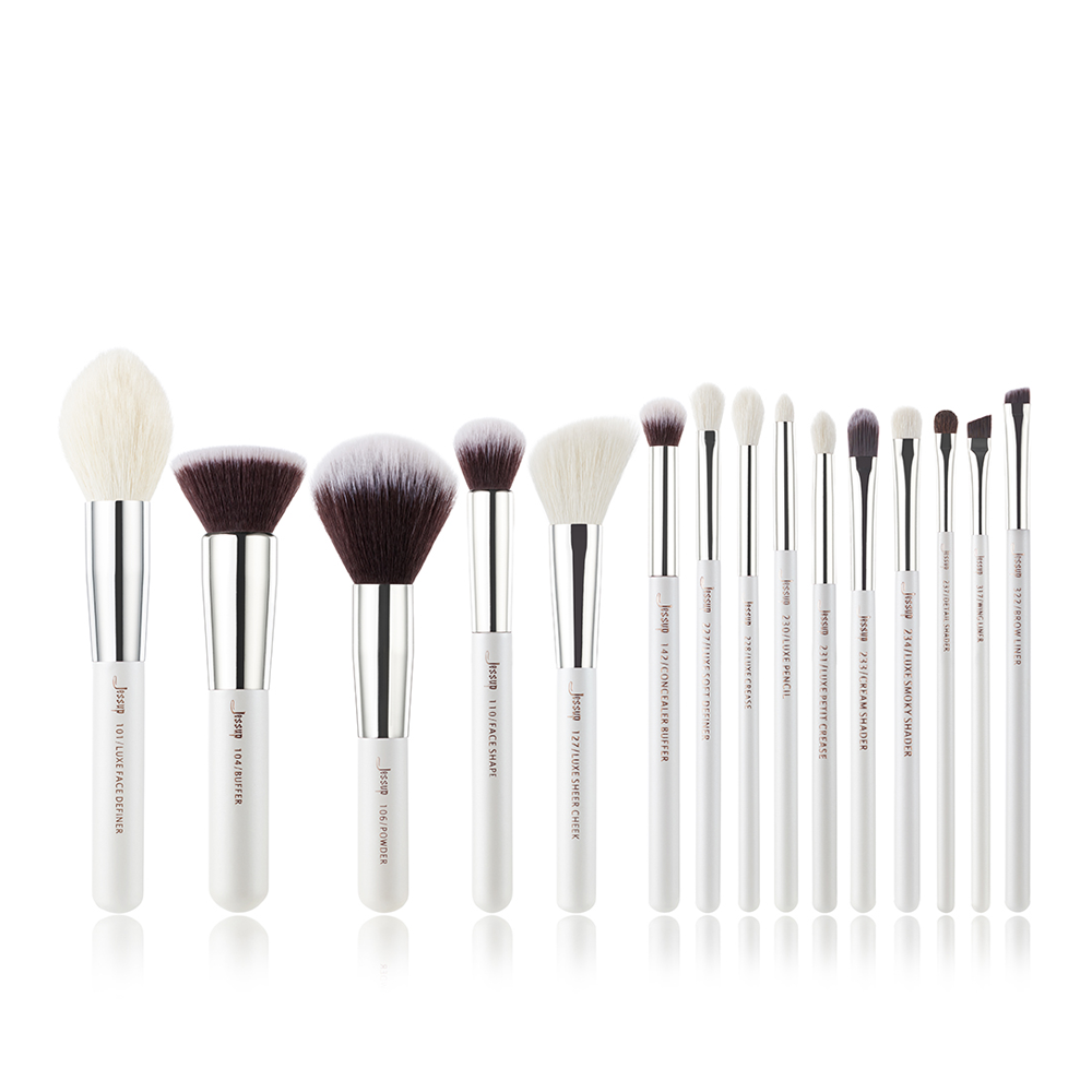 Cruelty Free Makeup Brushes Synthetic White 15Pcs Jessup Jessup Beauty