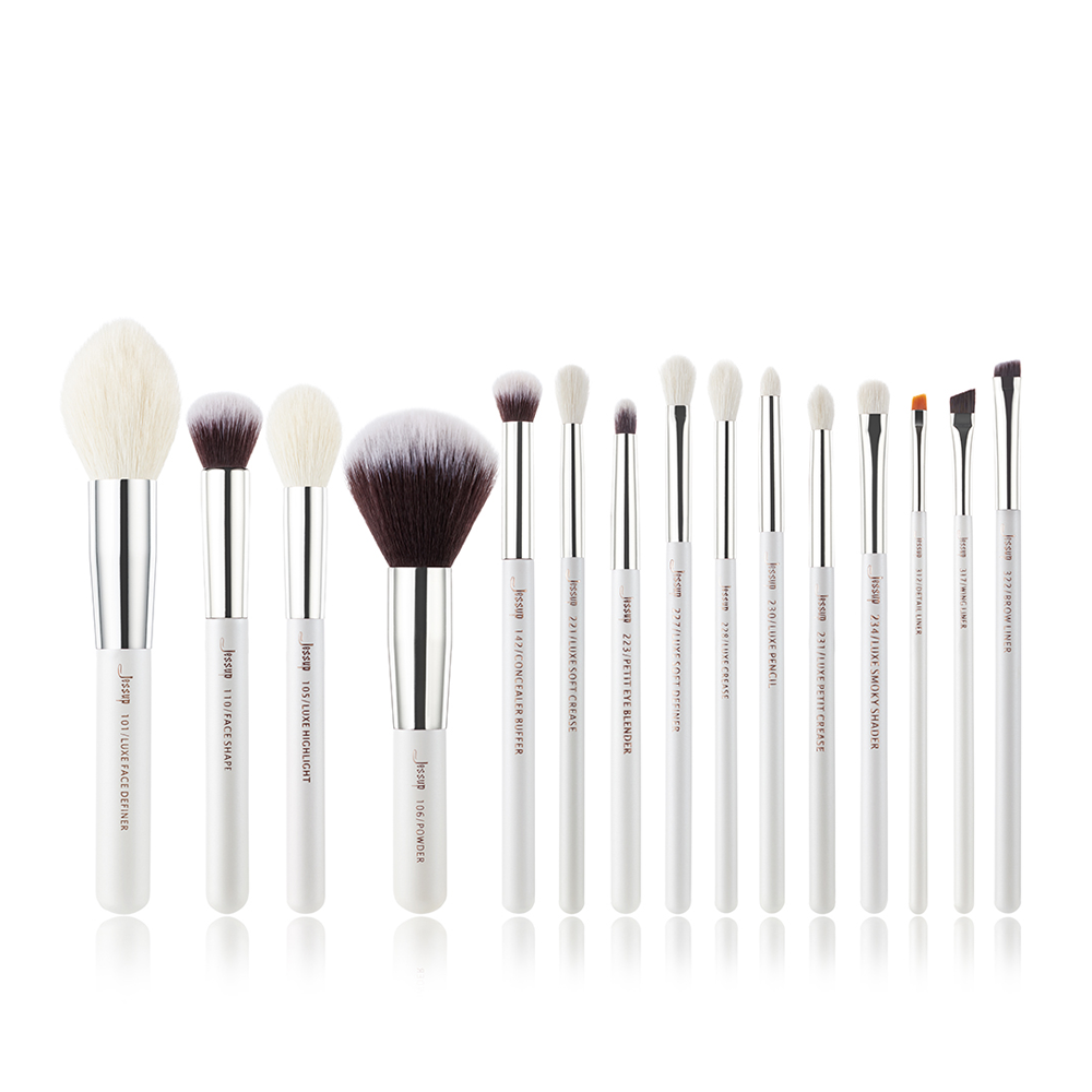 cosmetic brushes set white 15Pcs - Jessup Beauty
