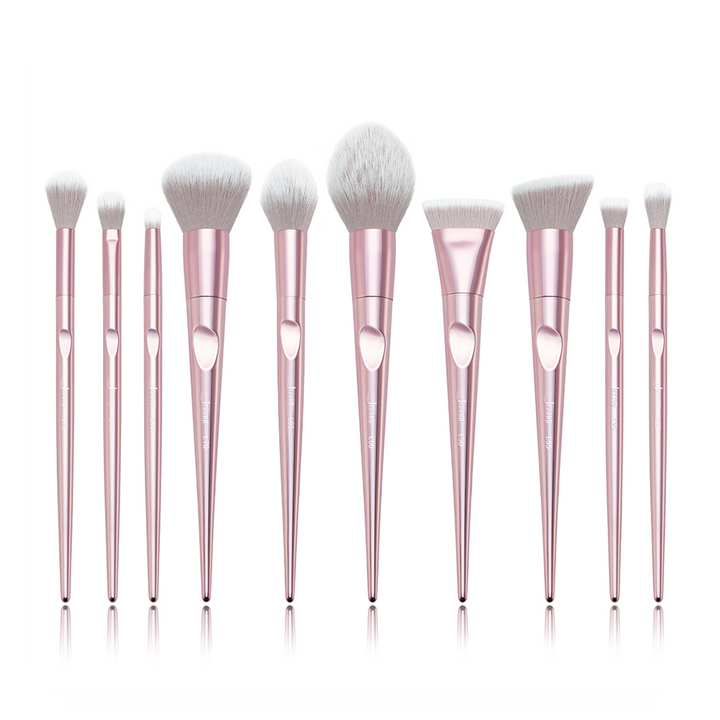 modern makeup brushes cute pink 10 Pcs - Jessup Beauty