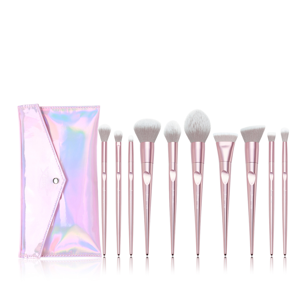 Makeup Brush Set with Case Pretty Pink 10 Pcs | Jessup
