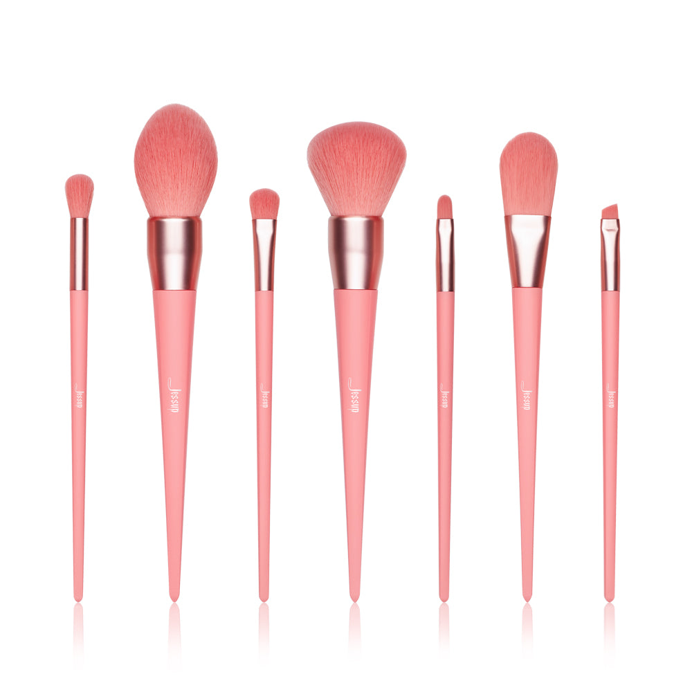 Pretty Pink Makeup Brush Collection 7 Pcs - Jessup