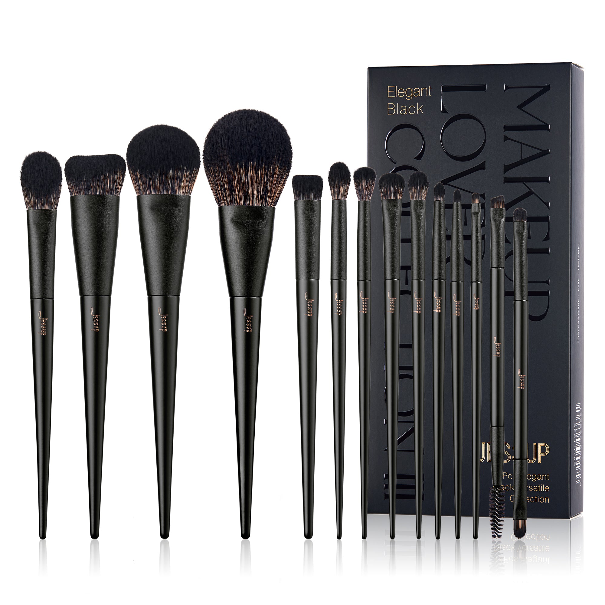 Face Brush Set Makeup Matte Black Versatile Collection - Jessup