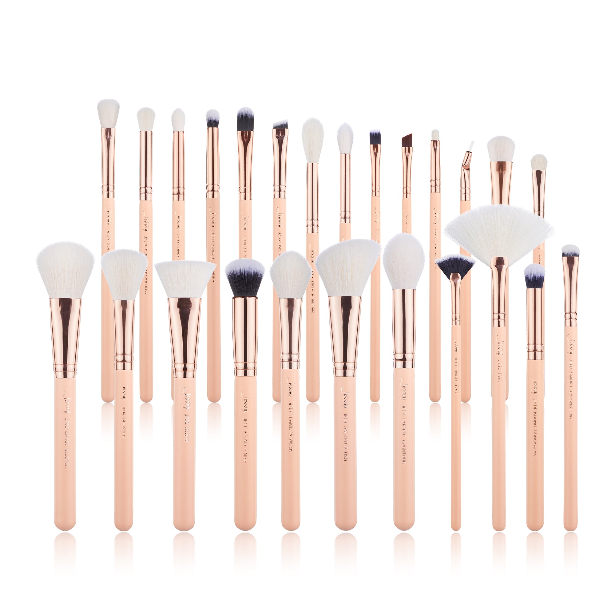 Beige Pink Complete Vegan Makeup Brush Set - Jessup