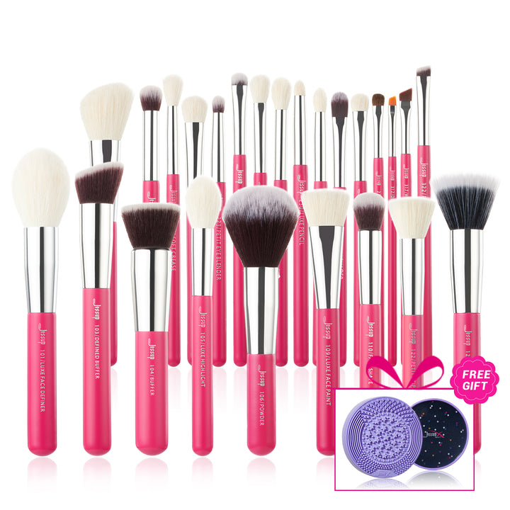 Kit di pennelli per il trucco individuali da 25 pezzi rosa T195