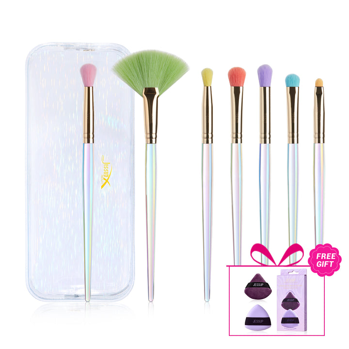 Colorful Makeup Brushes Set 7 Pcs with PU Case T318
