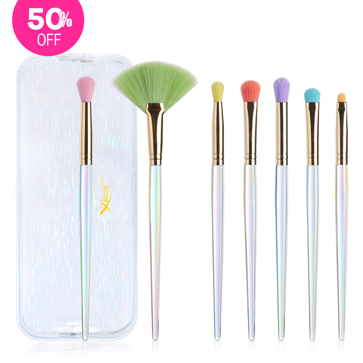 Set di pennelli per il trucco colorati 7 pezzi con custodia in PU T318