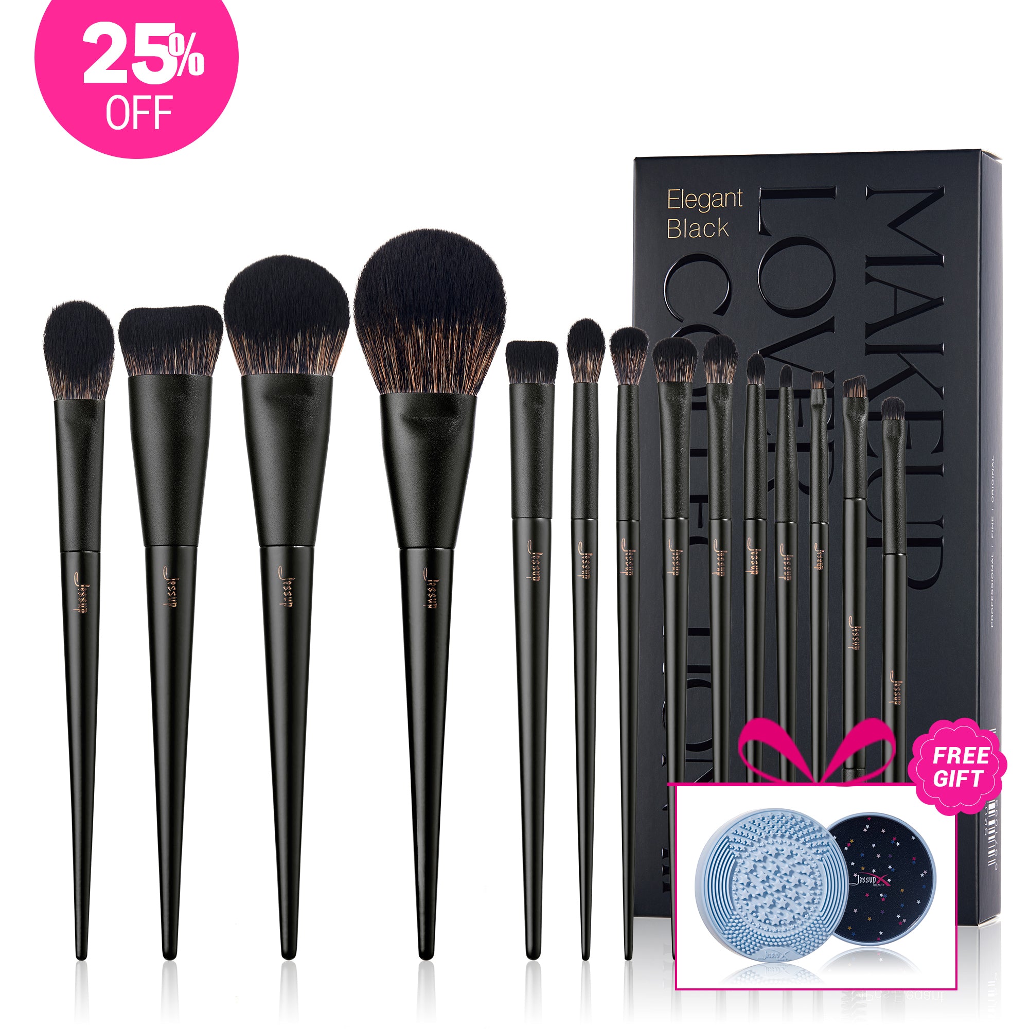 INSIST PRO USE BRUSH SET ブラック Face Brush Set Makeup Matte Black Versatile Collection - Jessup
