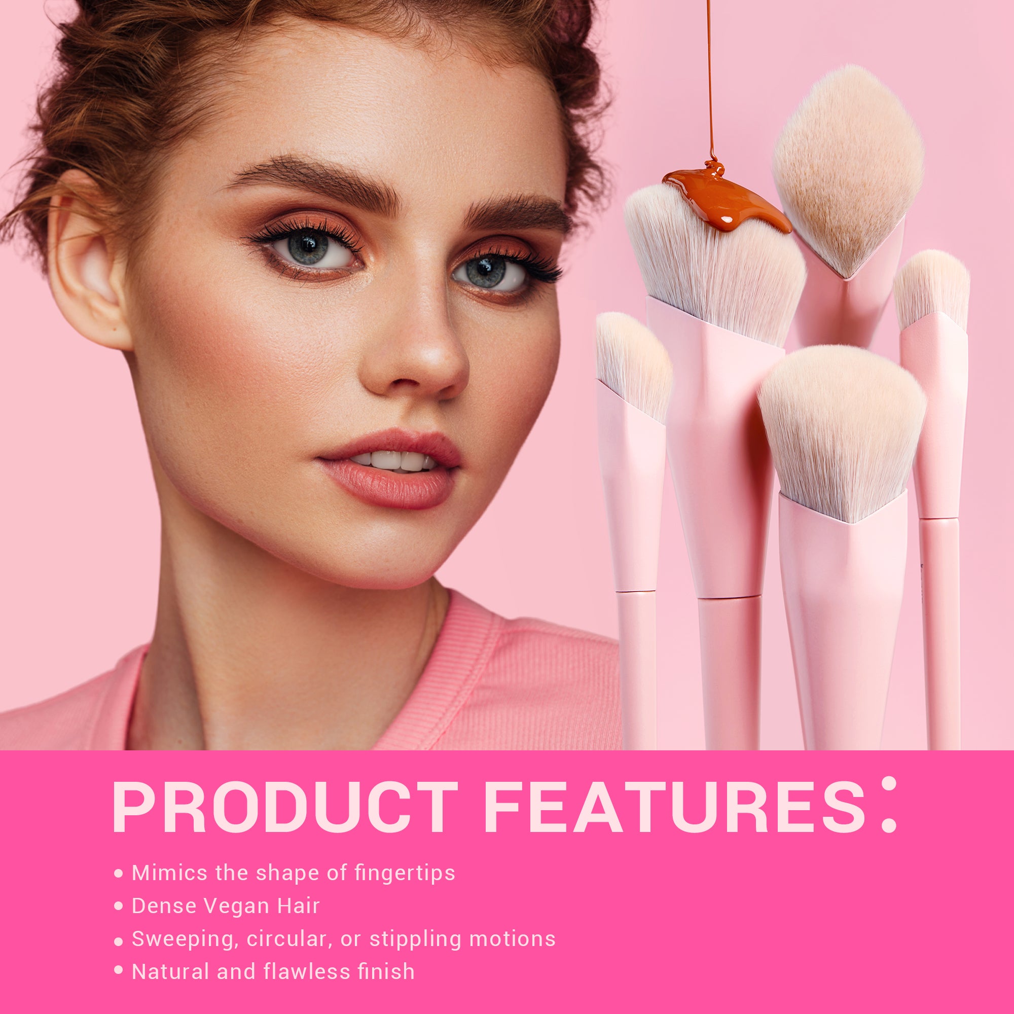 US Direct) Jessup Crystal Pink Makeup Brushes Set Premium Vegan T495