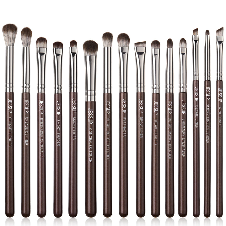 Brown Makeup Brushes Set Professional Premium Synthetic 15pcs T498