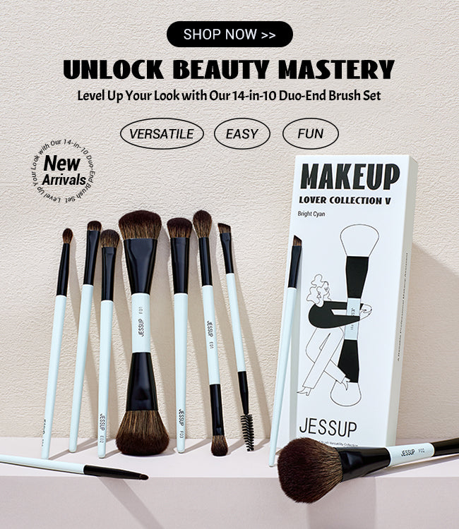 Jessup black and white makeup brush set