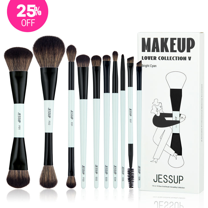  T500مجموعة فرش مكياج 14 في 1 ثنائية النهايات متعددة الاستخدامات