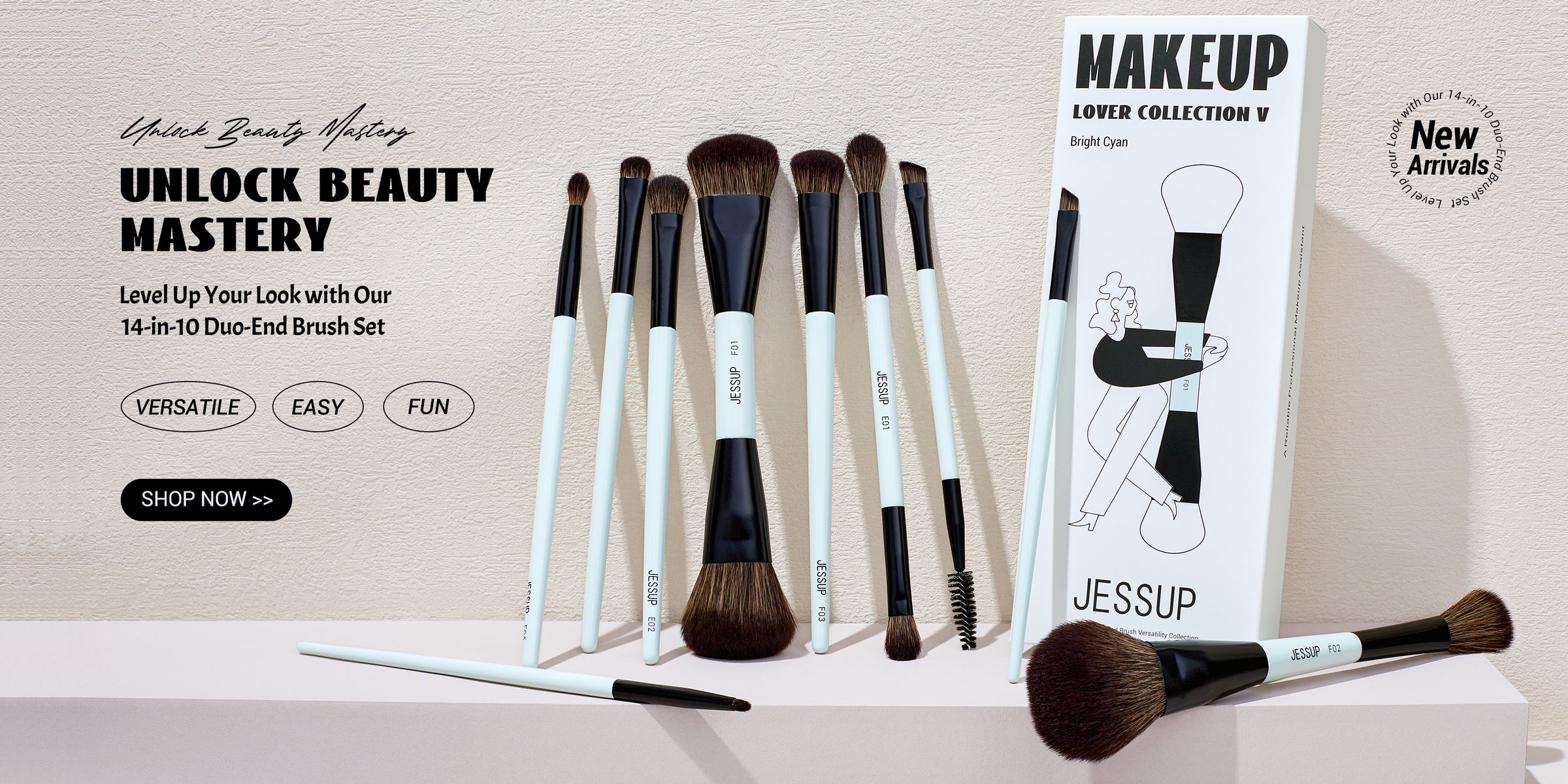 Jessup duo-end makeup brush set