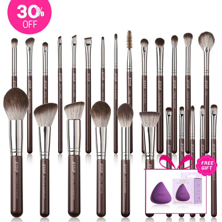 Professional Makeup Brush Set Full Face Shimmer Brown 25pcs T511