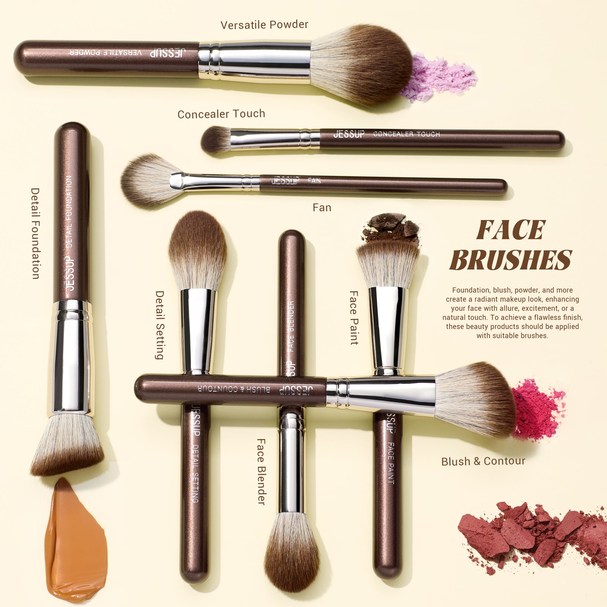 Professional Full Face Makeup Brush Set