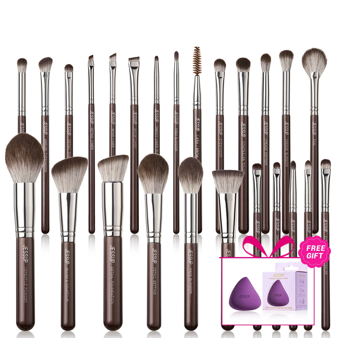 Jessup PRO makeup brushes brown