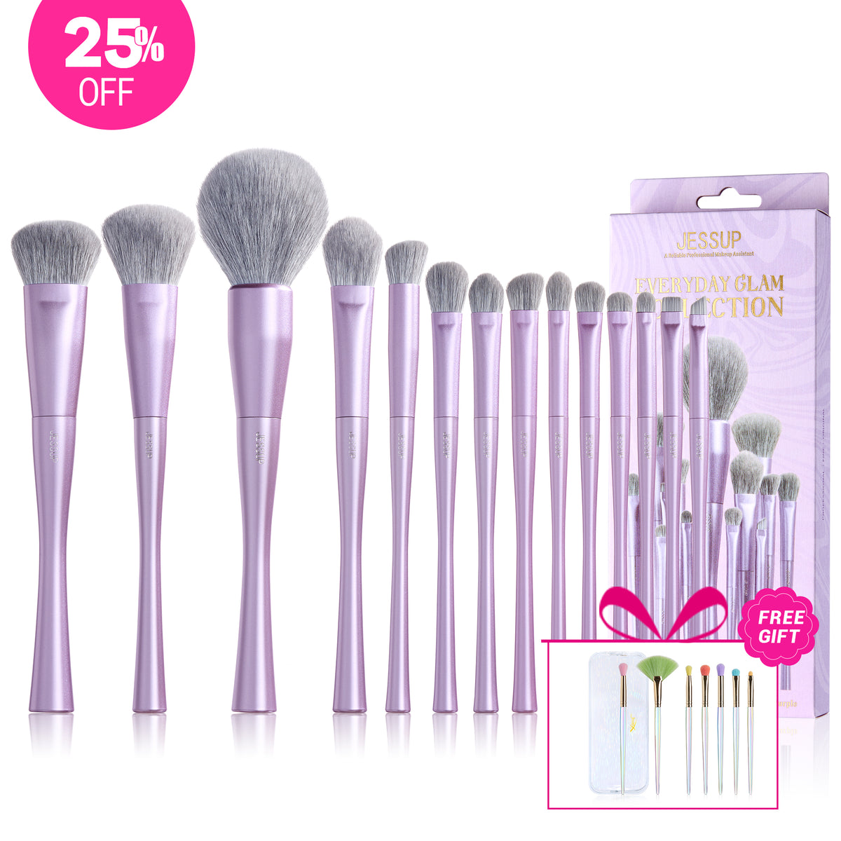 Jessup Beauty Luxury Purple Makeup Brush Set 14Pcs T512