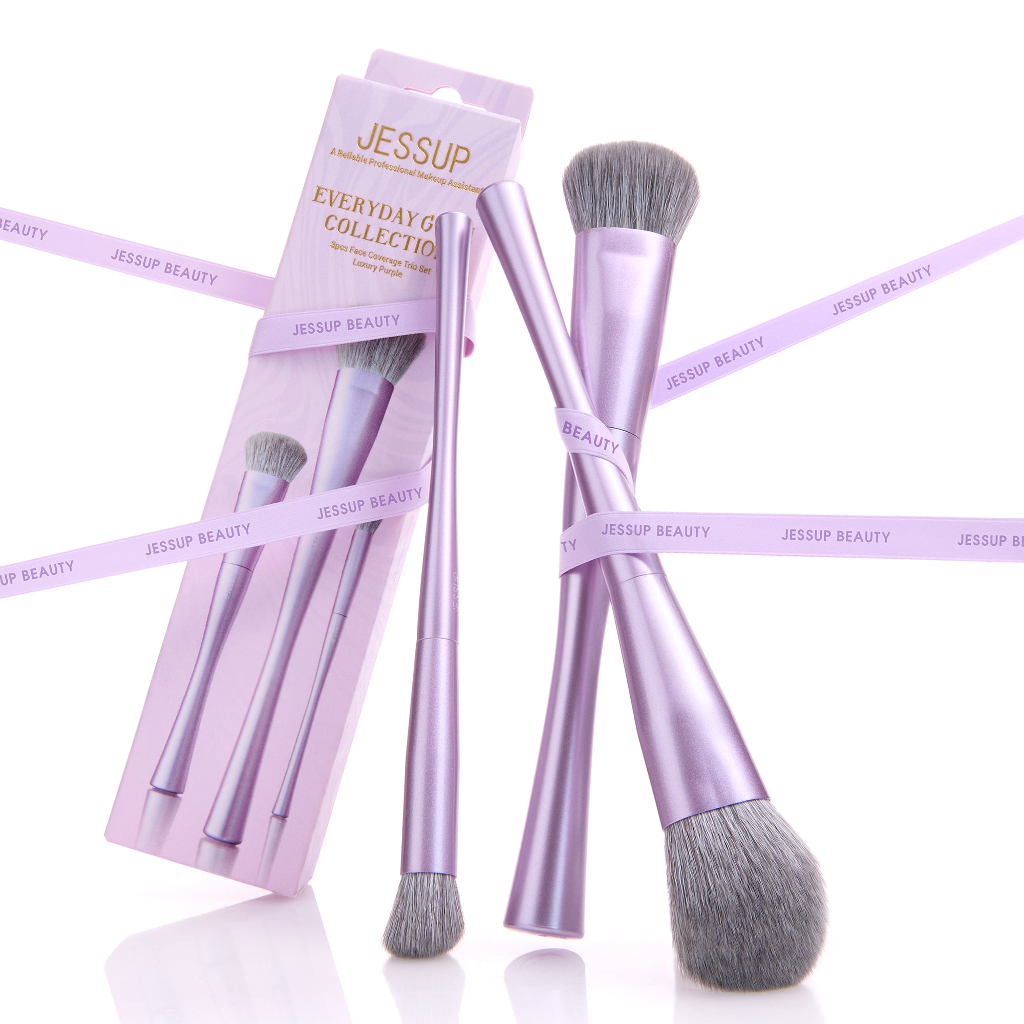 Luxury Purple Face Coverage Trio Makeup Brush Set T513