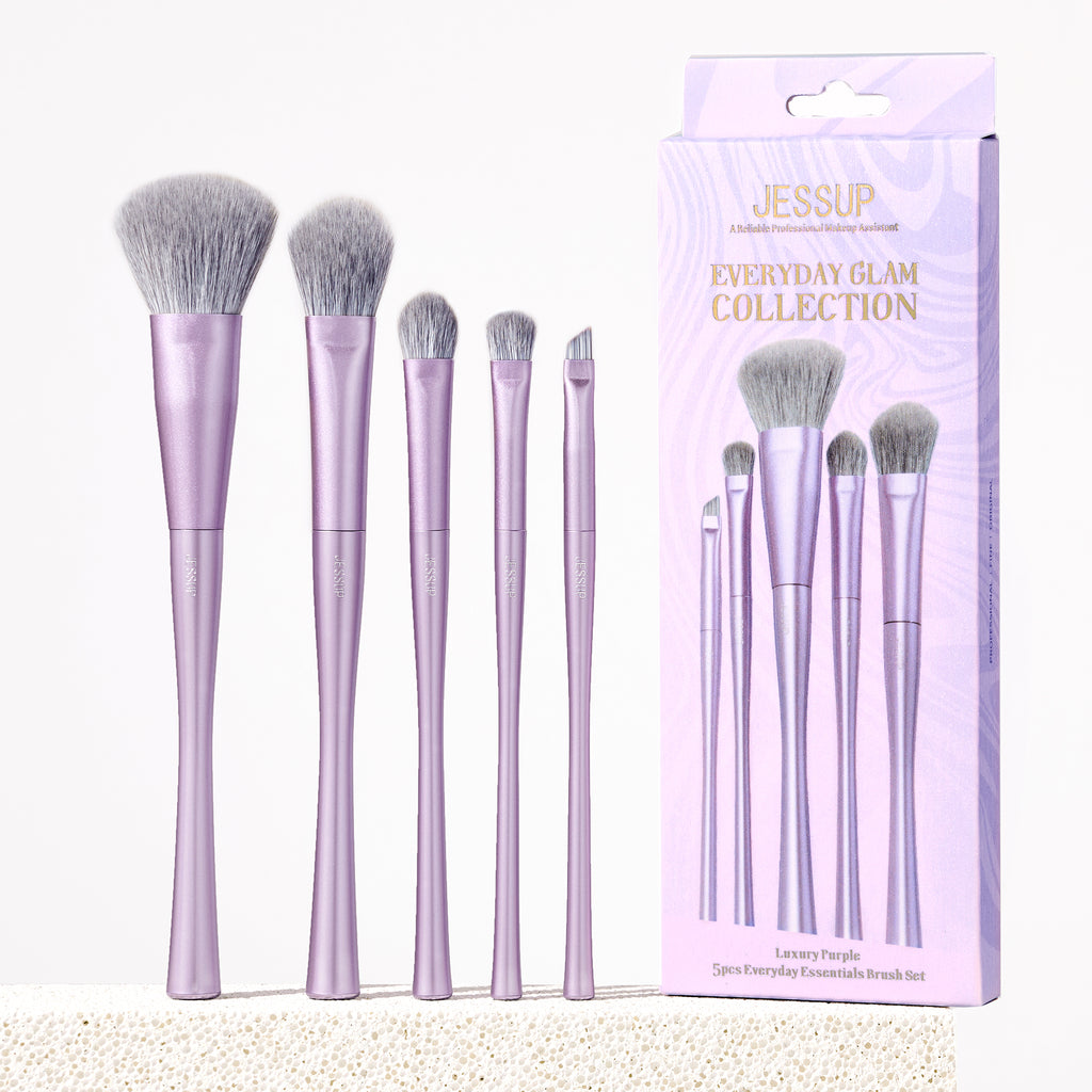 Luxury Purple Everyday Essentials Brush Set 5pcs T515
