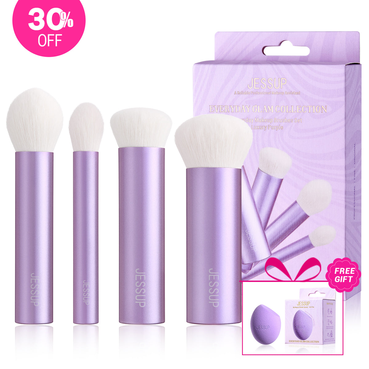 Jessup Beauty Luxury Kabuki Face Brush Set 4Pcs T517