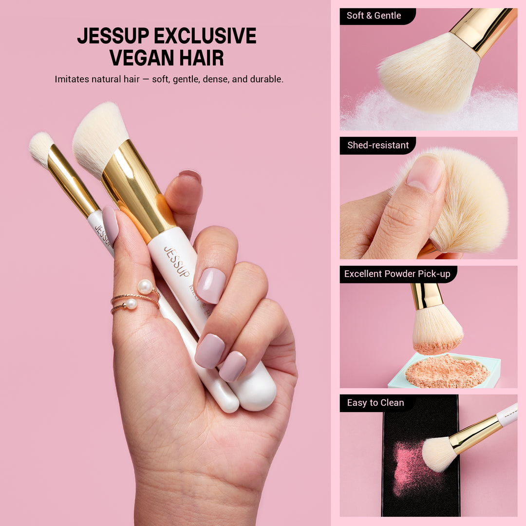 (Newest) White Shimmer Makeup Brush Collection