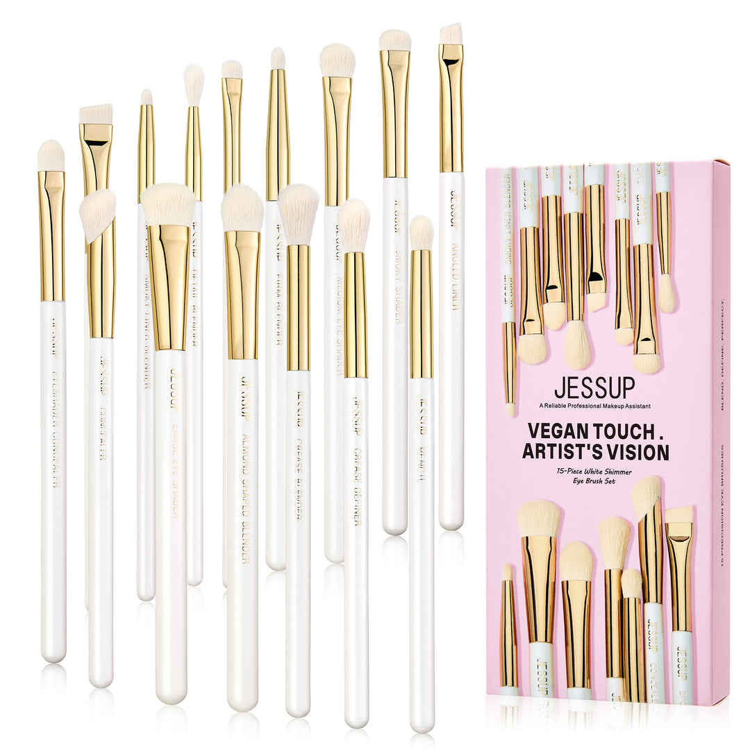 (Newest) White Shimmer Makeup Brush Collection