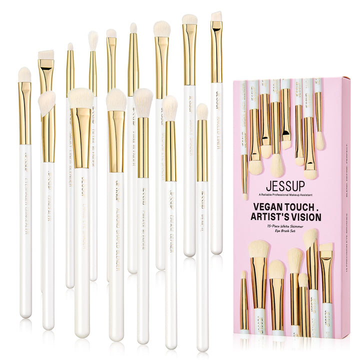 (Newest) White Shimmer Makeup Brush Collection