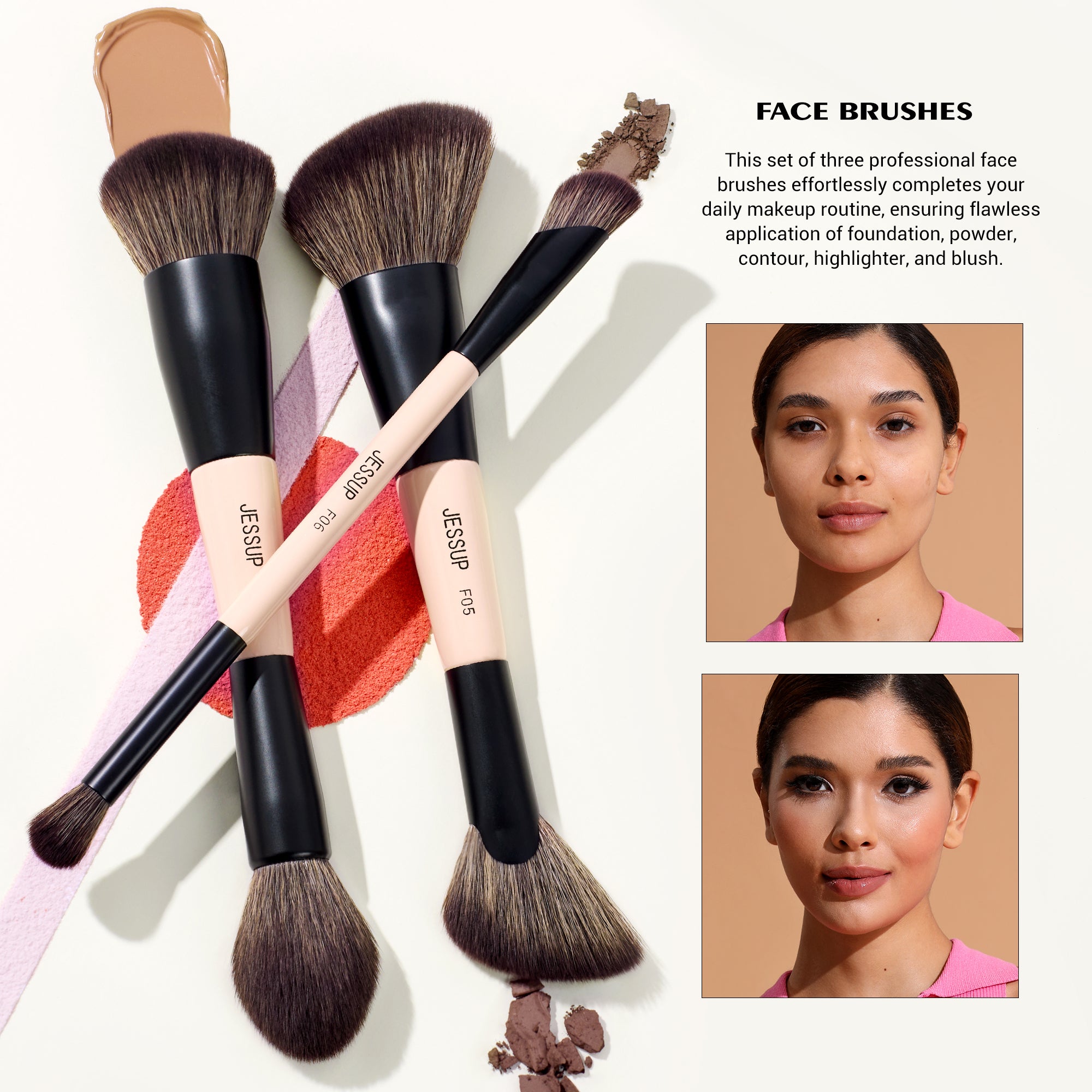 Duo-End Makeup Brush Set Peach Dust