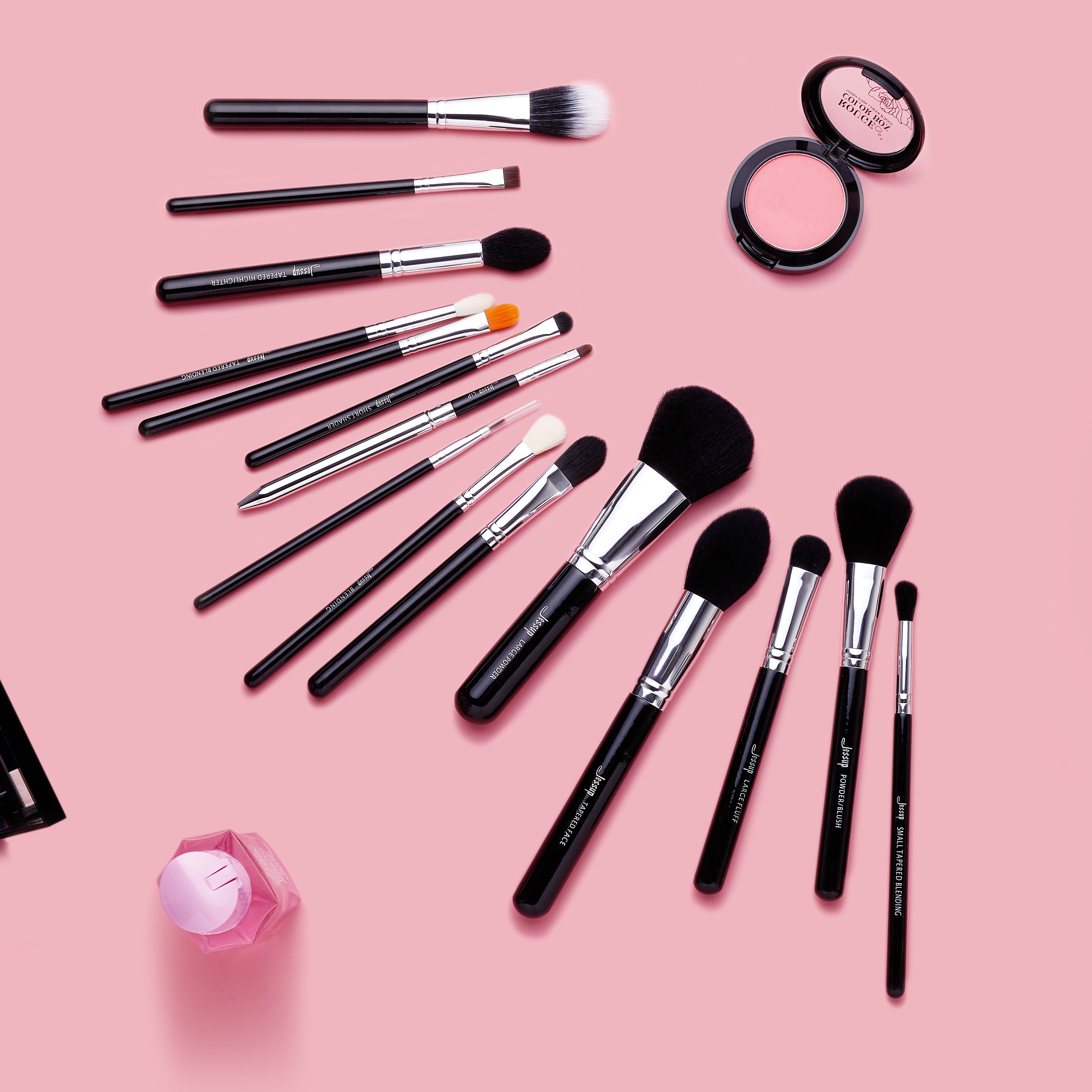 Essential 15pc Makeup Brush Set Full Face Makeup Black | Jessup