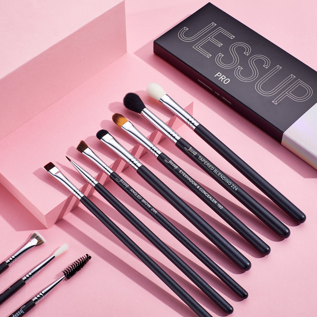 Jessup Pink Makeup Brushes Set Premium Vegan Foundation Concealer