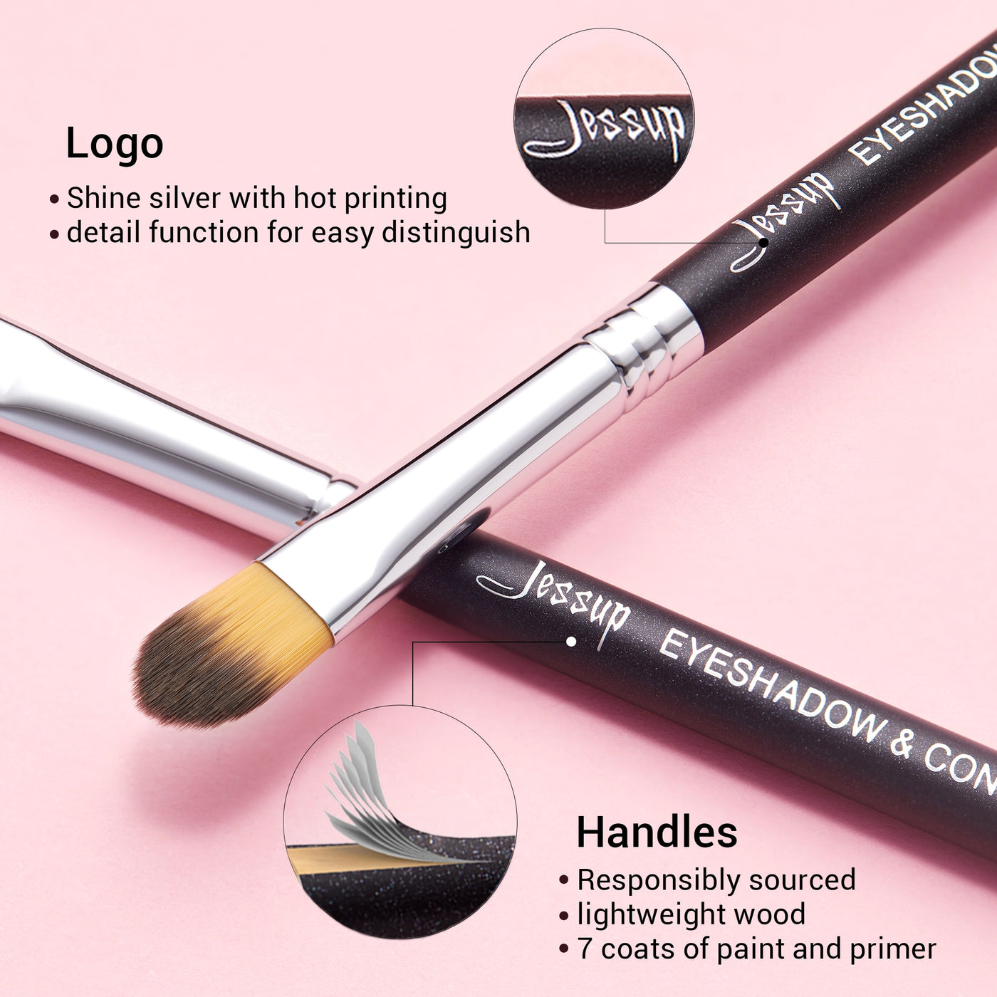 Best eyeshadow brush set profession with storage case 15pcs - Jessup Beauty