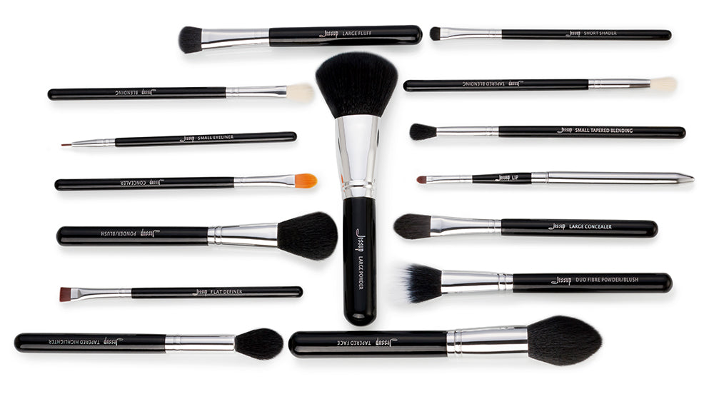 Essential 15pc Makeup Brush Set Full Face Makeup Black | Jessup