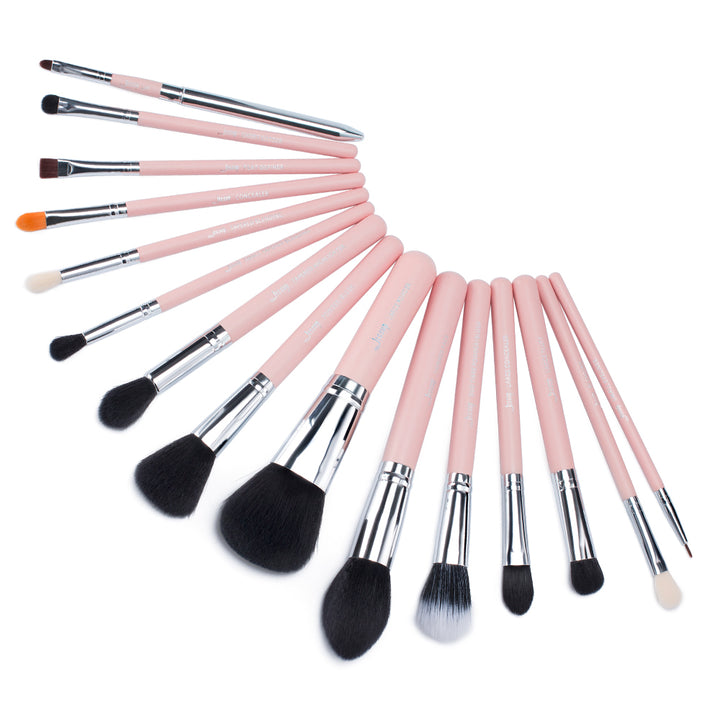 Make up brushes pink 15pcs - Jessup Beauty
