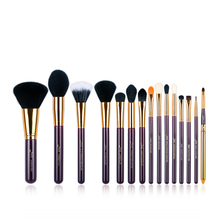 makeup brush set purple 15pcs - Jessup Beauty
