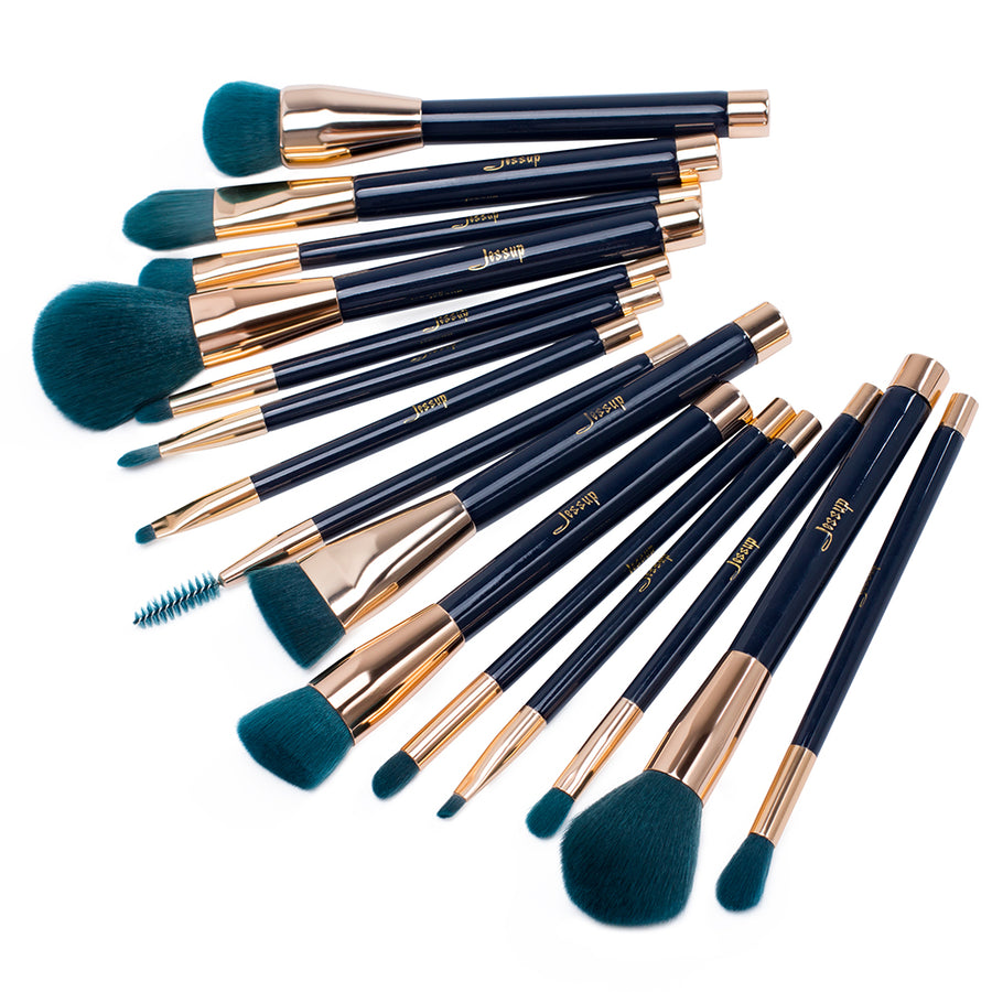 Green Makeup Brush Set 15 Pcs Makeup Brush Set Jessup Jessup Beauty