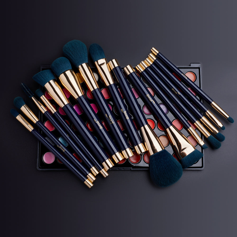Blue Makeup Set Green Makeup Brush Set 15 Pcs Makeup Brush Set | Jessup – Jessup Beauty