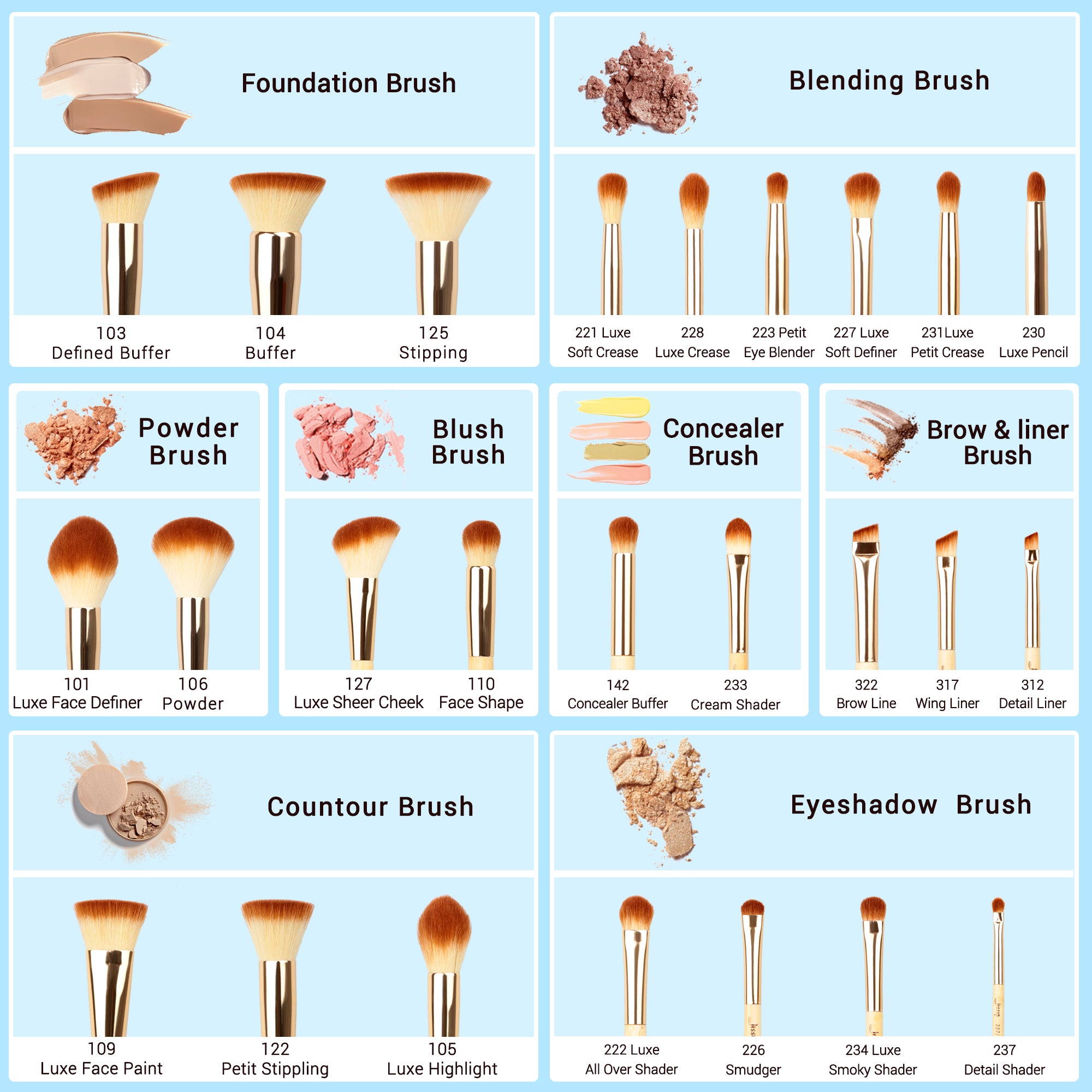 Vegan Bamboo Makeup Brush Sets Super Soft Vegan 6 to 25 Pcs