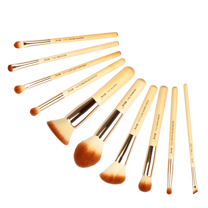bamboo face brush set 10pcs - Jessup Beauty