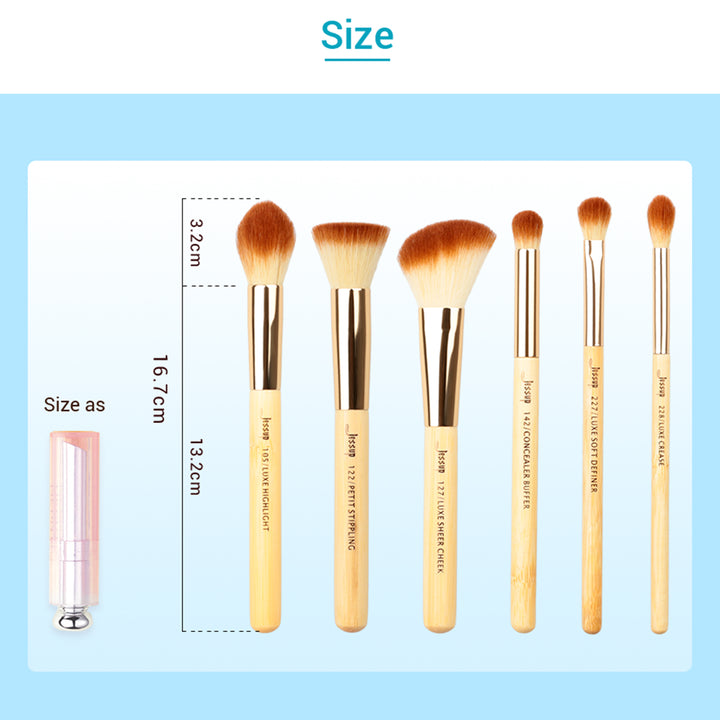 bamboo cosmetic brushes set 8pcs - Jessup Beauty