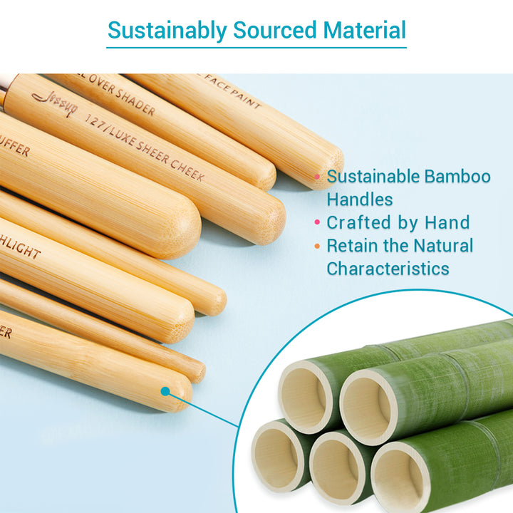 bamboo cosmetic brushes set 8pcs - Jessup Beauty