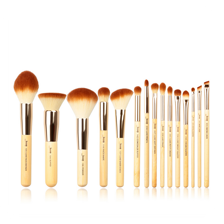 bamboo beginner makeup brush set 15pcs - Jessup Beauty